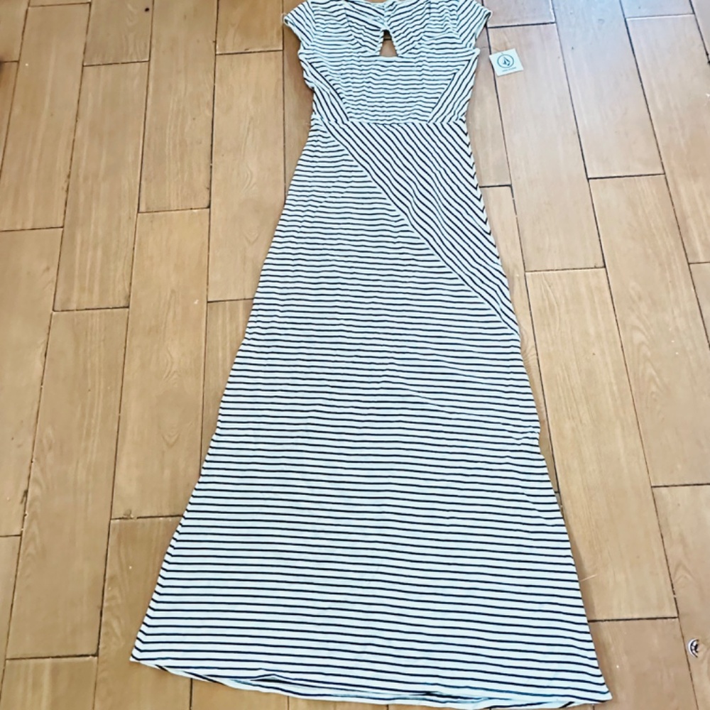 black and beige stripes. The long dress size S/P10 - Picture 9 of 11